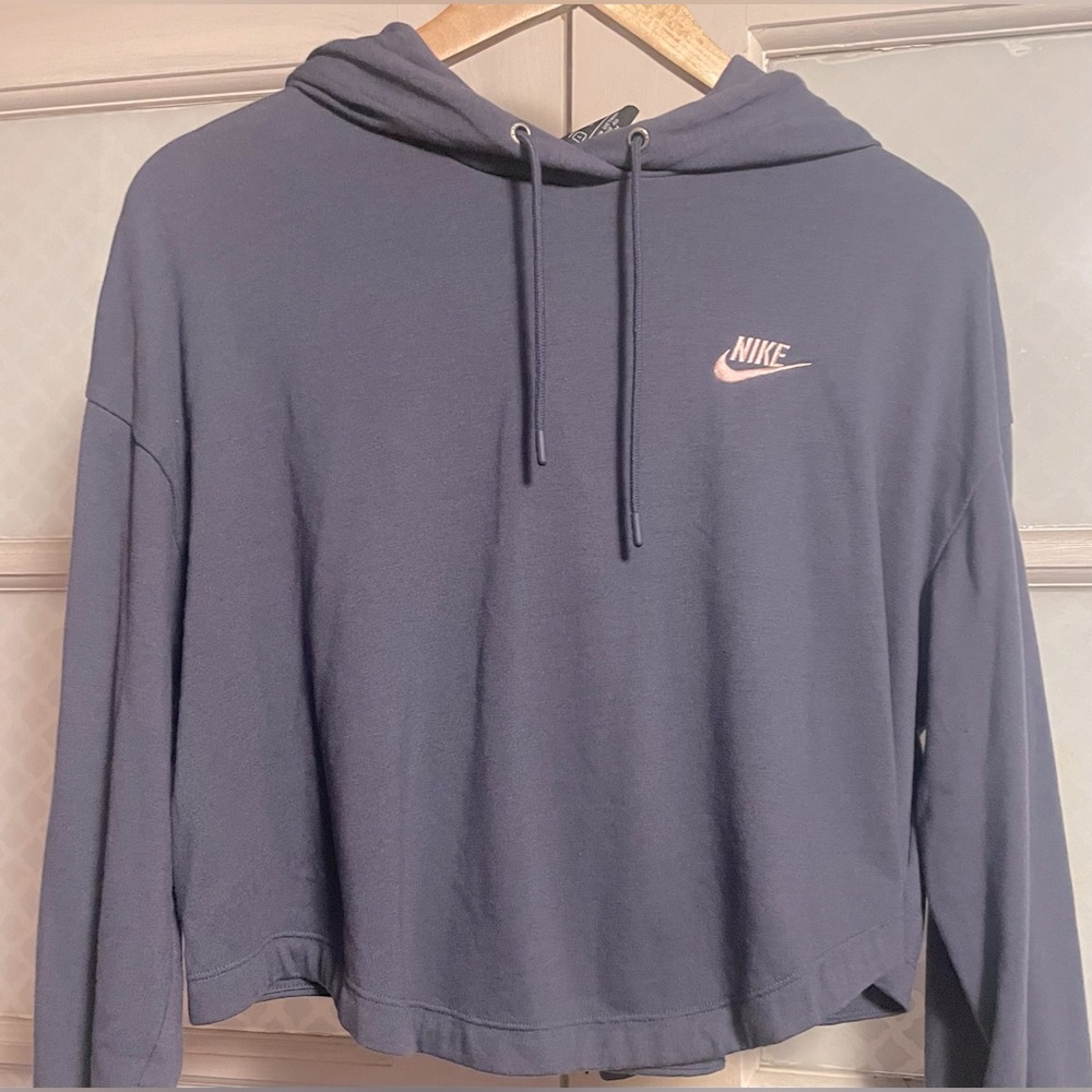 Nike Charcoal Hoodie with Pink Logo